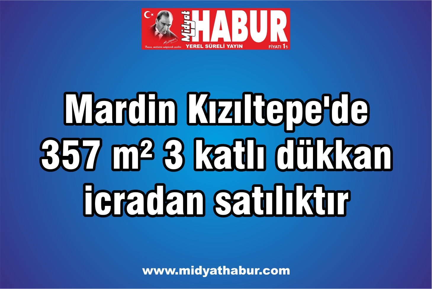 Mardin Kızıltepede 357 m² 3 katlı dükkan icradan satılıktır