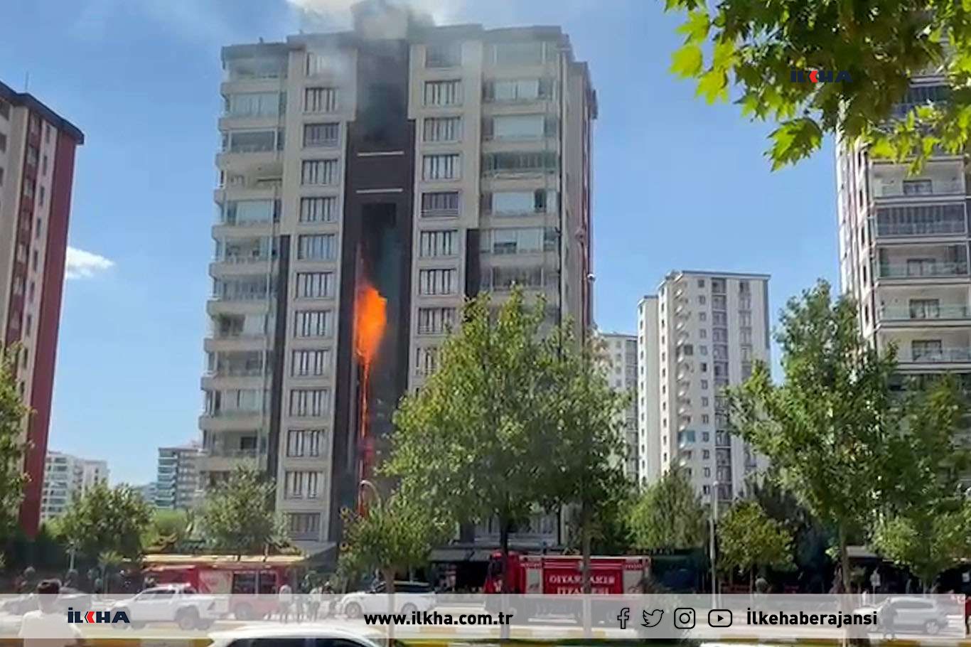 Diyarbakır’da 13 katlı binada yangın  
