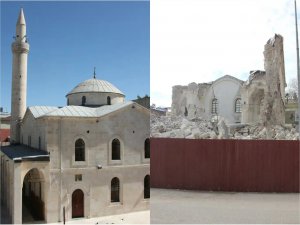 Depremde yıkılan Adıyamandaki tarihi Ulu Camiinin öncesi ve sonrası 