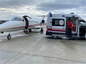 İleri derecede aort yetersizliği bulunan hasta ambulans uçakla Kocaeli ye gönderildi.  