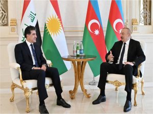 Irak Kürdistanı Başkanı Barzani, Azerbaycan Cumhurbaşkanı Aliyevle bir araya geldi  