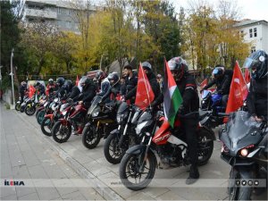 Yüzlerce motosikletli Filistine destek için konvoyda buluştu  