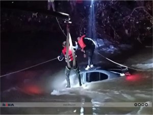 Otomobil Bitlis Çayına uçtu: Sürücü vinç yardımıyla kurtarıldı  