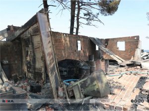 Çanakkalede çıkan yangında evler kül, hayvanlar telef oldu