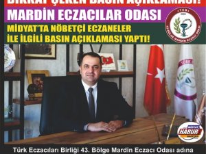 MİDYAT’TA NÖBETÇİ ECZANELERLE İLGİLİ İDDİALARA RESMİ AÇIKLAMA