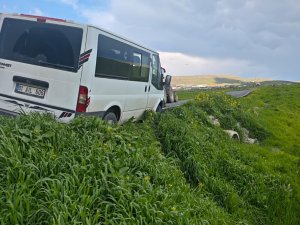 Batmanda başıboş köpeklere çarpmamak için manevra yapan araç şarampole devrildi