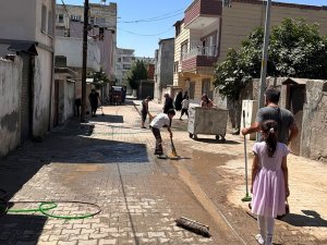 Mahalle sakinleri kendi sokağını temizledi